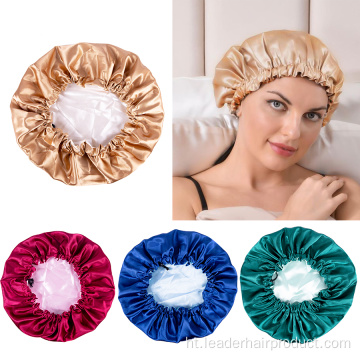 Silk Satin Dòmi Cheve Bonnet Pou Cheve Curly